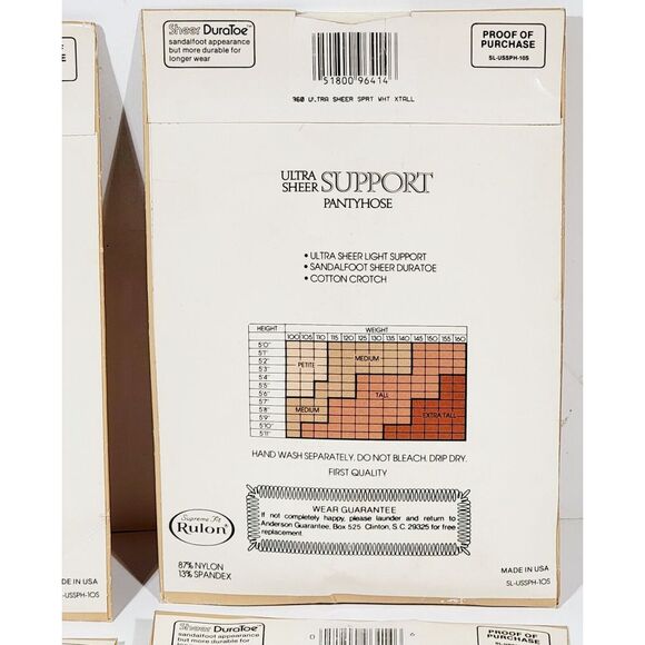 4 Simply Great Pantyhose Extra Tall White 960/ Sandalfoot Ultra Sheer Support. - Picture 10 of 12